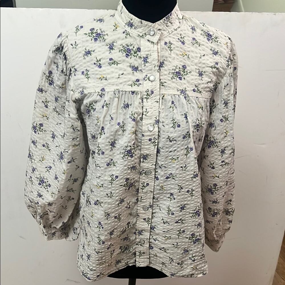 ZARA FLORAL PRINTED FULL SLEEVE BUTTON UP SHIRT SIZE XS